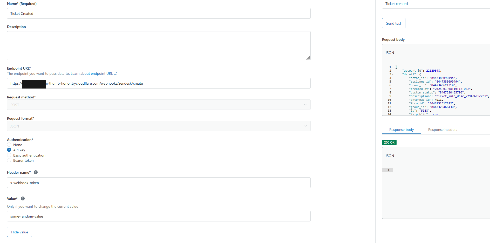 Zendesk Webhook Setup Reference